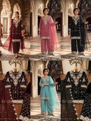 EXCLUSIVE AND TRENDY FOR WEDDING SEASON OUR SEQUENCE EMBROIDERY WORKED TOP, PLAZZO AND DUPATTA 