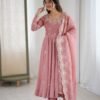 Elegant Embroidered Sequence Designer Anarkali Three Piece Set