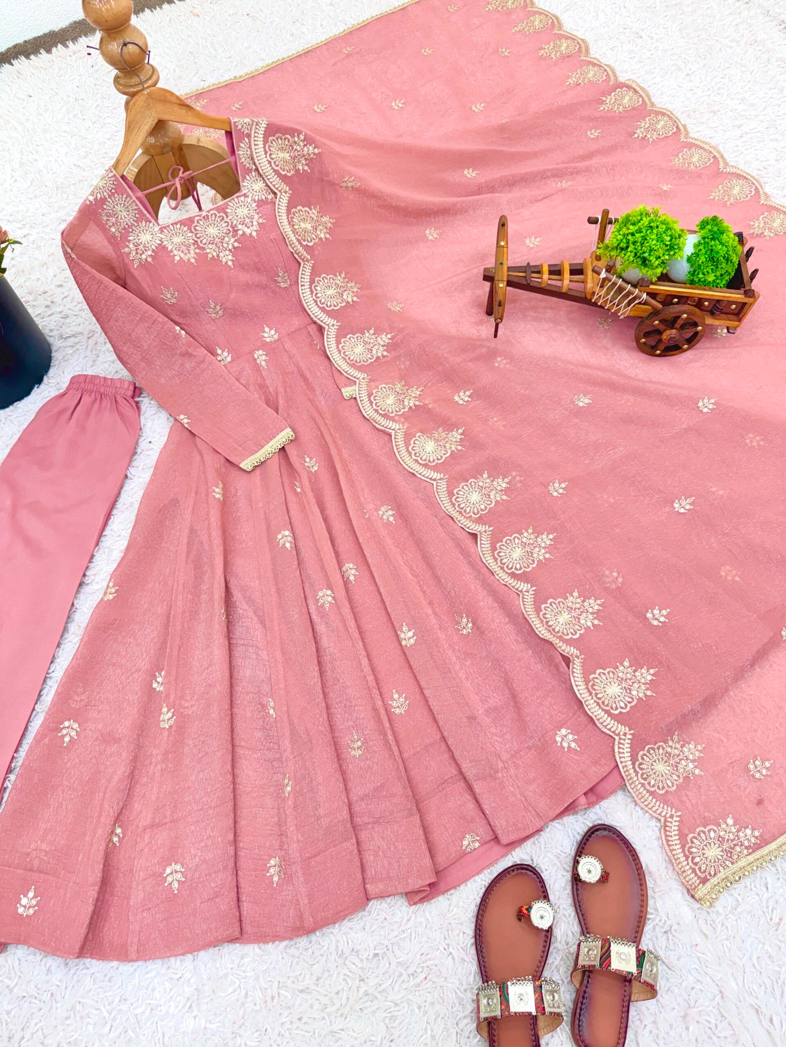 Elegant Embroidered Sequence Designer Anarkali Three Piece Set - Image 2