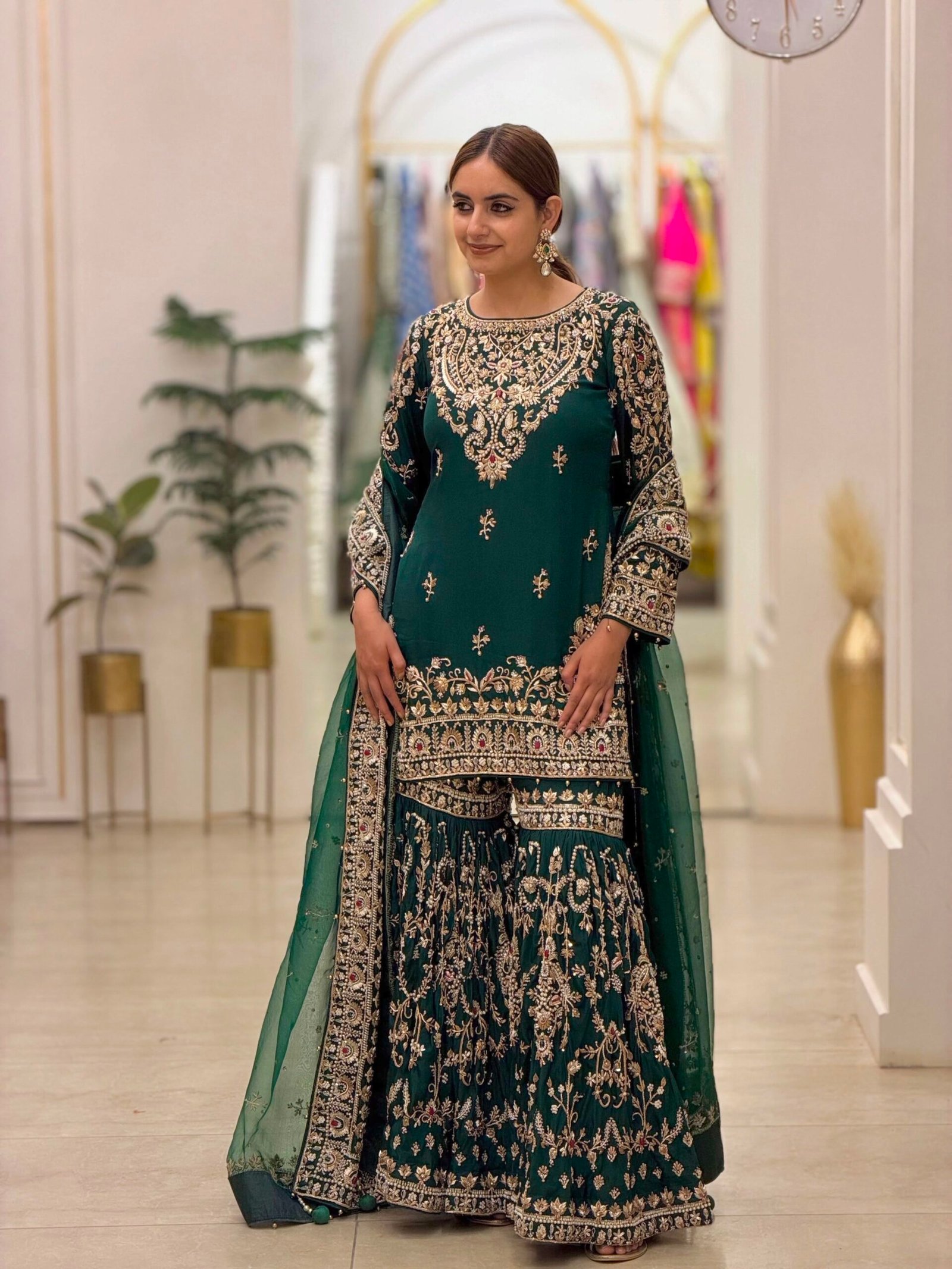 Đěsigner Party Wear Look Heavy Faux Georgette Top Plazzo & Dupatta Set