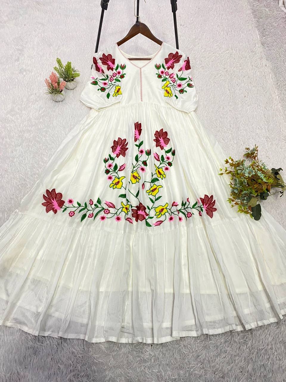 WEAR SUMMER FRIENDLY AND TRENDY MAXI GOWN WITH EMBROIDERY WORK - Image 2