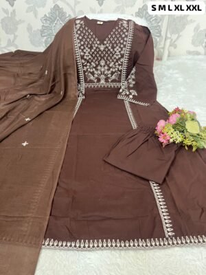 Alternative view of PURE 100% COTTON A-LINE ROUND KURTI WITH PANT WITH PREMIUM DUPPATA 
