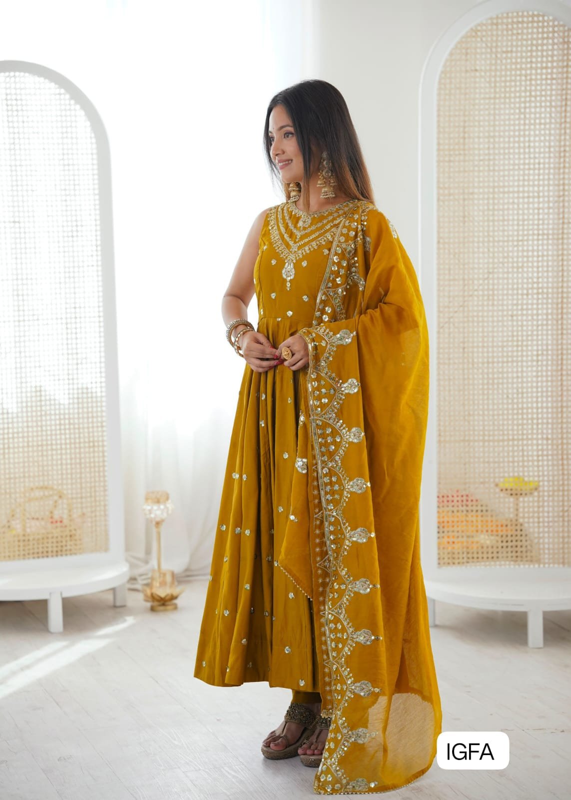Gown, Bottom & Dupatta Fully Stitched & Ready To Wear