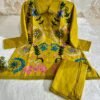 New designer Tesla Slub Cotton co-ord set Embroidery Work with Fumka Lace work