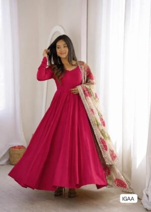 AK-Series New Designer Party Gown With Jacket & Dupatta Set