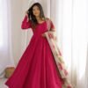 AK-Series New Designer Party Gown With Jacket & Dupatta Set