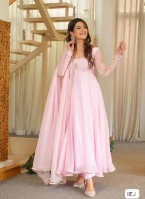 Pure Fox Georgette * With Embroidery 5mm Sequences Work With Sleeves With (*Atteced ped With Latkan dori) Gwon Inner :Micro Cotton