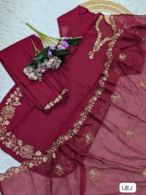 Alternative view of WOMEN'S PURE VISCOSE CHANDERI SILK KURTA SETSÂ