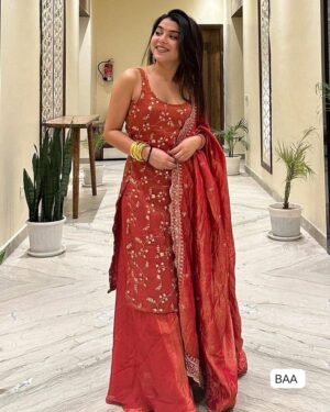 NEW DESIGNER WEAR HEAVY JIMY SILK ORGANZA 3 PIS SUIT SET