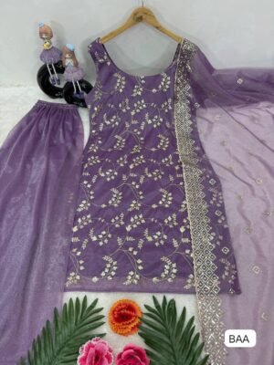 Alternative view of NEW DESIGNER WEAR HEAVY JIMY SILK ORGANZA 3 PIS SUIT SET