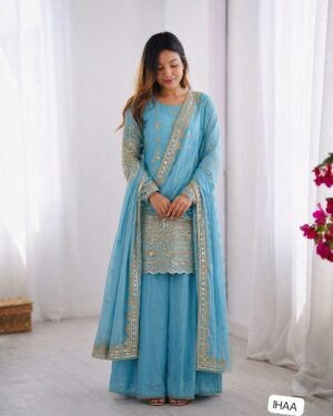 Elegant Embroidered Sequence Designer Sharara Set