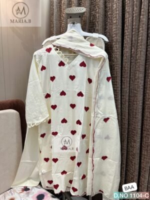 FULL STITCHED RAYON TOP WITH BEAUTIFUL HEART EMBROIDERY WORK WITH PATTERN IN NECK AND SLEEVES
