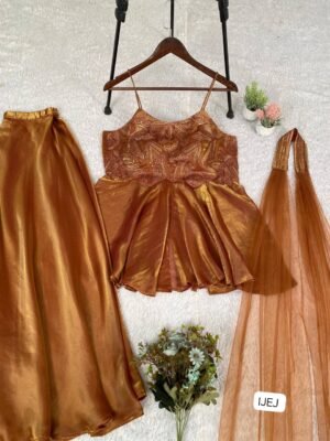 Alternative view of EXCLUSIVE AND TRENDY FOR WEDDING SEASON OUR SEQUENCE EMBROIDERED TOP, PLAZZO AND DUPATTA