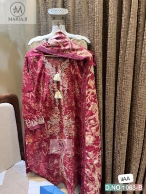 FULL STITCHED COTTON TOP WITH SELF EMBROIDERY ON NECK & DAMAN (FRONT STITCHED INNER) WITH FANCY TUSSELS, STYLING IN NECK, SLEEVES & DAMAN