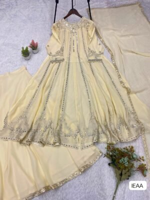 Alternative view of THIS FESTIVAL SEASON WEAR OUR BEAUTIFUL GOWN ,LAHENGA AND DUPATTA WITH SEQUENCE EMBROIDERY AND REAL MIRROR WORK
