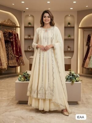THIS FESTIVAL SEASON WEAR OUR BEAUTIFUL GOWN ,LAHENGA AND DUPATTA WITH SEQUENCE EMBROIDERY AND REAL MIRROR WORK
