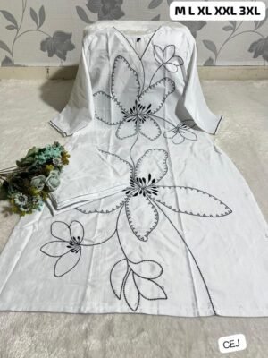 Alternative view of Featuring Beautiful Suit Sets in Soft Tesla Slub Top With Pant, it is beautifully decorated with Thread work desgins