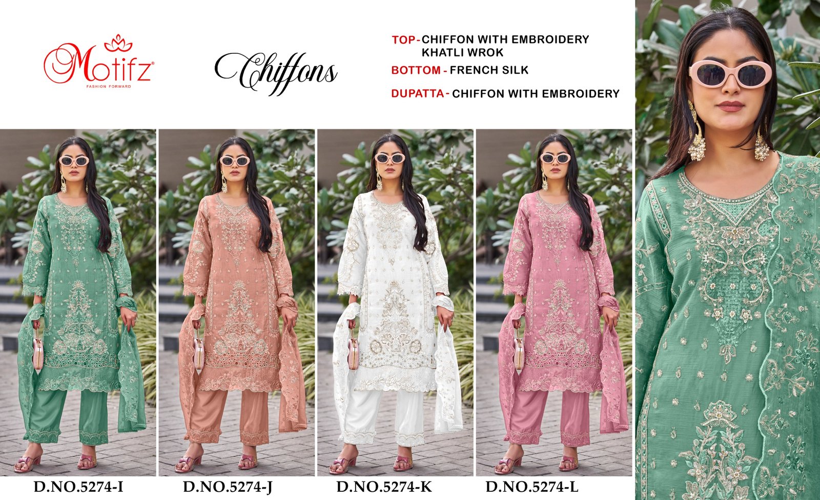 siffon with Embroidery khatli work