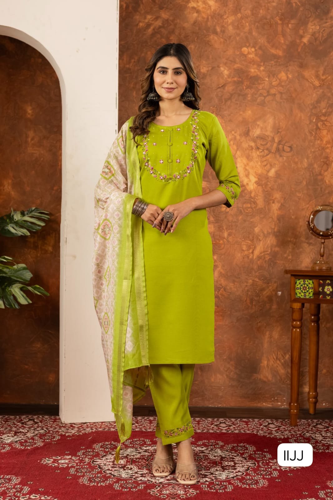 Kurti Multi Embroidery Thread With Hand Work