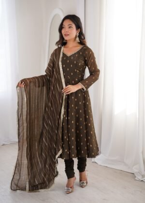 Elegant Designer Anarkali Three Piece Set
