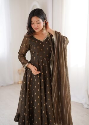 Alternative view of Elegant Designer Anarkali Three Piece Set