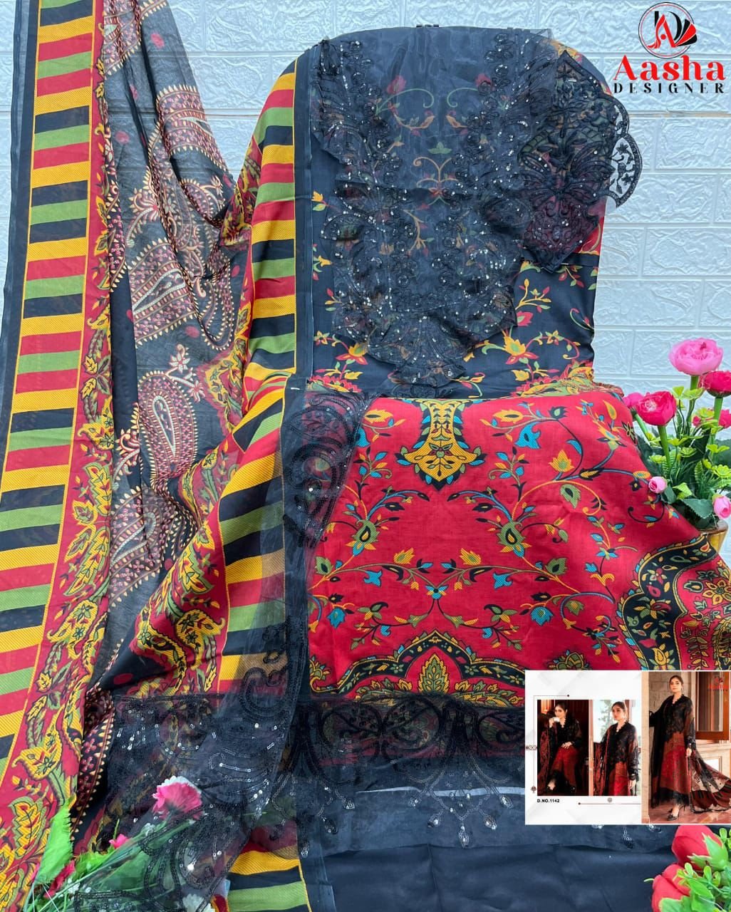 pure cotton print with exclusive patch embroidery( 6 PATCH) - Image 2