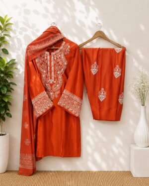Alternative view of BEAUTIFULLY OUTCRAFTED PIECE WITH  EMBROIDERED TOP & EMBROIDERED BOTTOM AND DIGITAL DUPATTA 