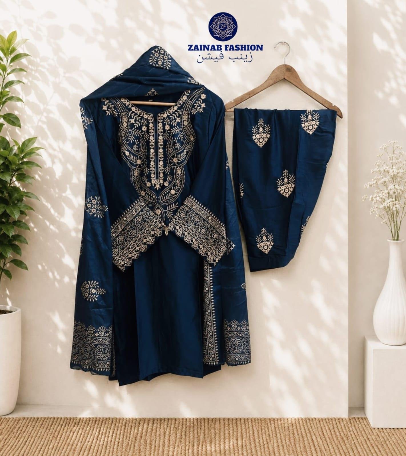 BEAUTIFULLY OUTCRAFTED PIECE WITH EMBROIDERED TOP & EMBROIDERED BOTTOM AND DIGITAL DUPATTA - Image 6