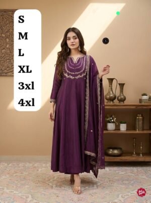 GOWN HEAVY VICHITRA SILK WID HEAVY CODING SEQUENCE WORK 
