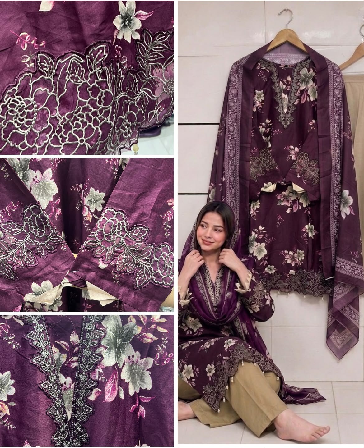 ELEGANT EMBROIDERY NECK DAMAN AND SLEEVES AND LATKAN - Image 3