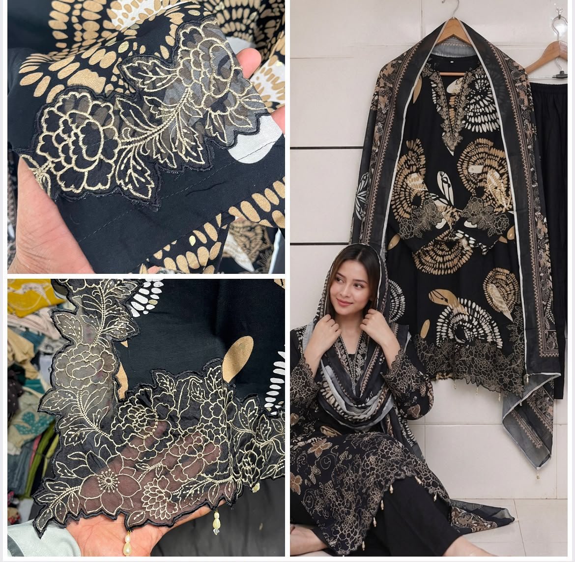 ELEGANT EMBROIDERY NECK DAMAN AND SLEEVES AND LATKAN - Image 2