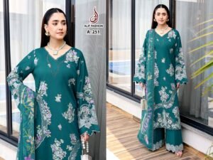 PURE  COTTON  WITH HEAVY EMBROIDERY WORK WITH MOTI WORK 