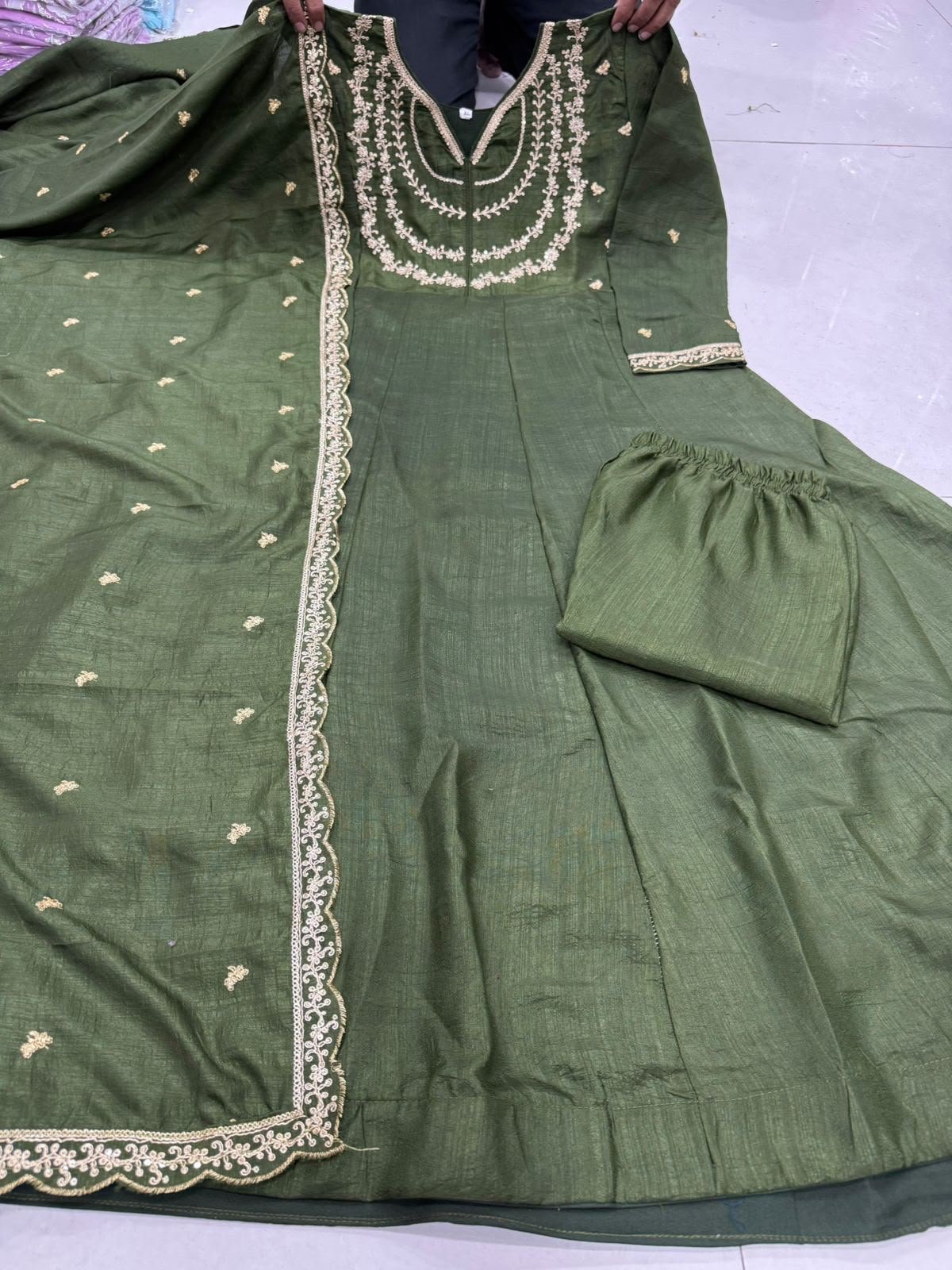 GOWN HEAVY VICHITRA SILK WID HEAVY CODING SEQUENCE WORK - Image 8