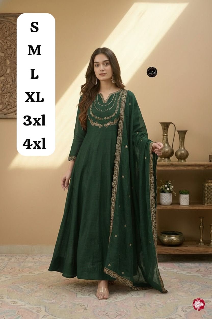 GOWN HEAVY VICHITRA SILK WID HEAVY CODING SEQUENCE WORK - Image 7