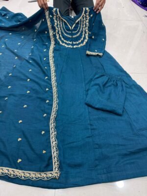 Alternative view of GOWN HEAVY VICHITRA SILK WID HEAVY CODING SEQUENCE WORK 