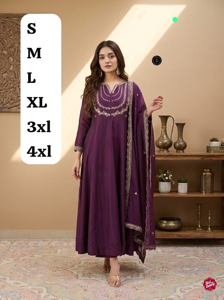 GOWN HEAVY VICHITRA SILK WID HEAVY CODING SEQUENCE WORK - Image 5