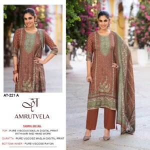 Top Pure viscous Maslin digital print with aari and hand work