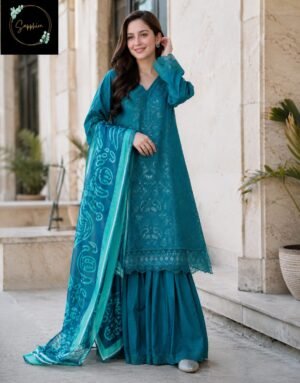 PURE COTTON WITH HEAVY EMBROIDERY COTTON FARSHI SHALWAR