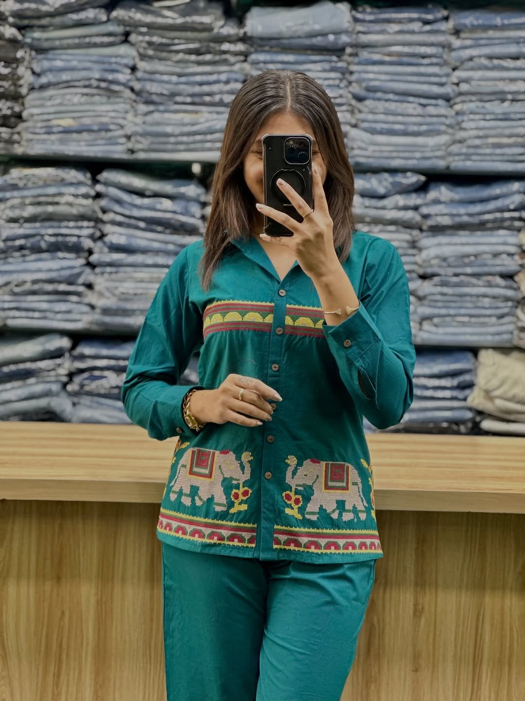 New designer Pure Reyon co-ord set Embroidery Work with Kolar pattern - Image 2