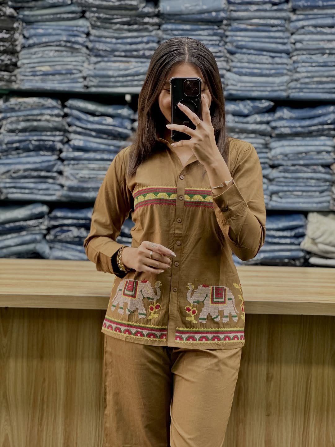 New designer Pure Reyon co-ord set Embroidery Work with Kolar pattern - Image 6