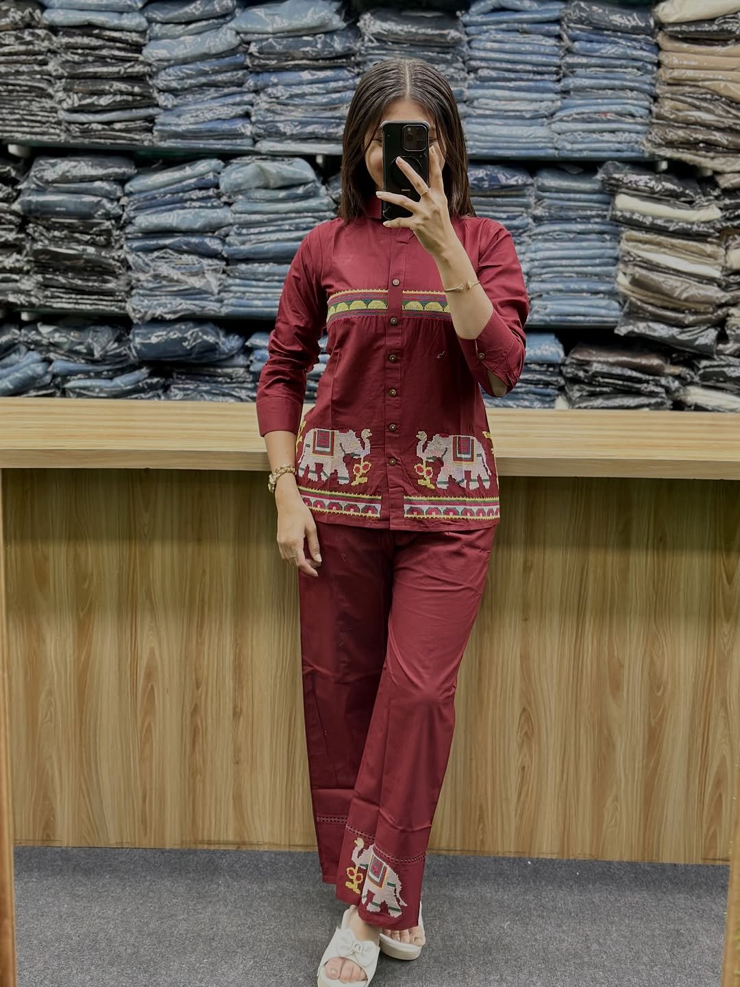 New designer Pure Reyon co-ord set Embroidery Work with Kolar pattern - Image 3