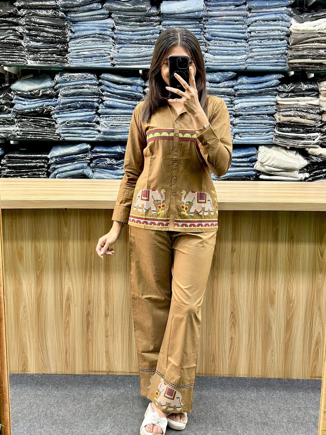 New designer Pure Reyon co-ord set Embroidery Work with Kolar pattern - Image 5