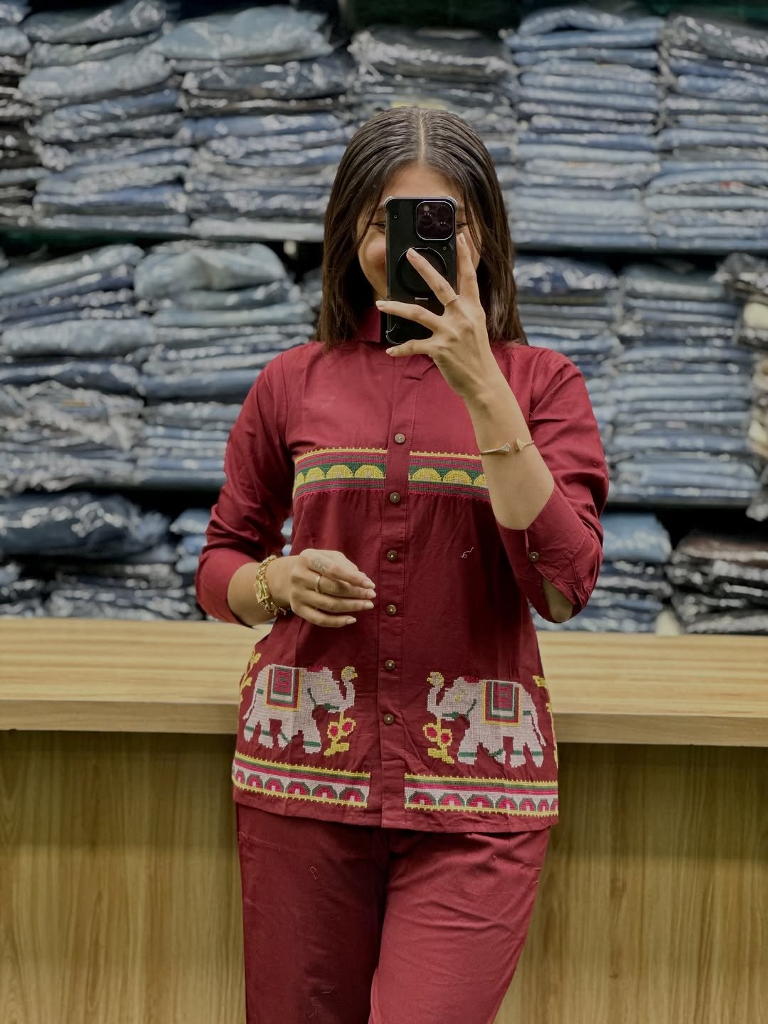 New designer Pure Reyon co-ord set Embroidery Work with Kolar pattern - Image 4