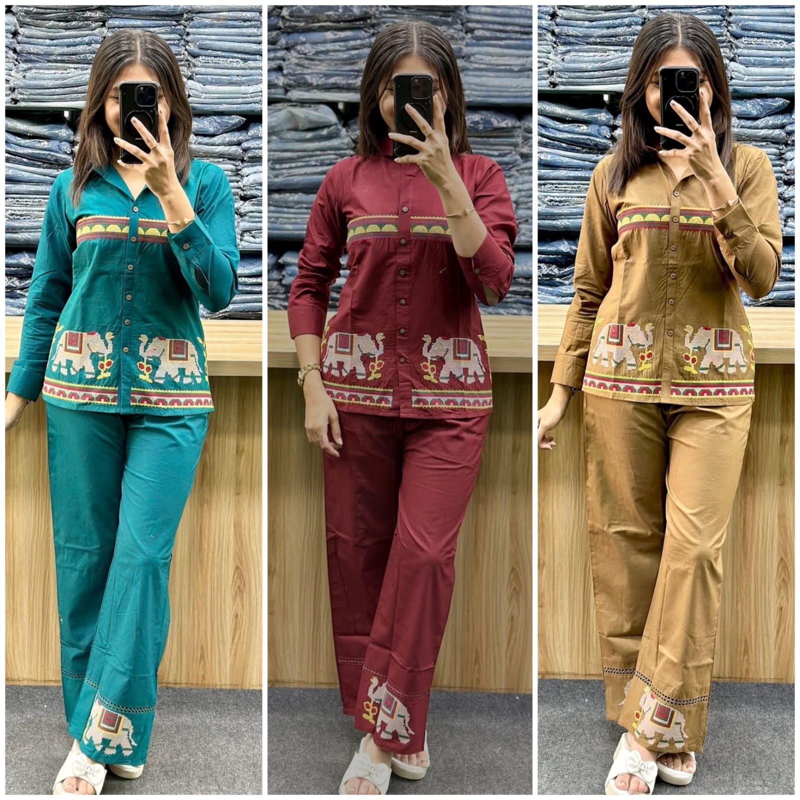 New designer Pure Reyon co-ord set Embroidery Work with Kolar pattern - Image 7