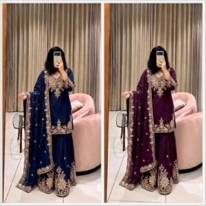 Alternative view of Launching New Design Trending Georgette Top & Sarara & Dupatta Reddy To Wear Look Design