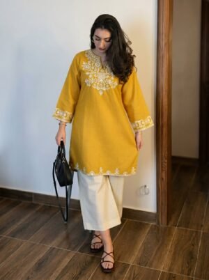 Alternative view of KURTI HEAVY RAYON COTTON FABRIC WID CHICKEN KARI STYLE EMBROIDERY WORK 