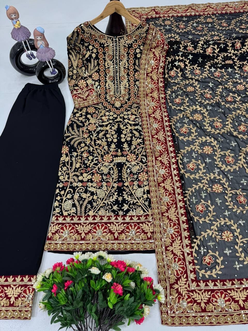 HEAVY EID SPECIAL TOP, DUPATTA WITH PLAZZO - Image 3