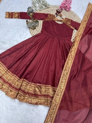 Alternative view of This Gown Duptta made from  Silk Cotton fabric with Jacquard Weaving Jari and silk Cotton Duptta with 3 mtr Flair