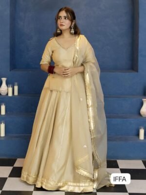 Vichitra Silk abby Organza Silk With Readymade Gotta Patti and  Fancy Less Border Work (dupatta size 2.30 meter)