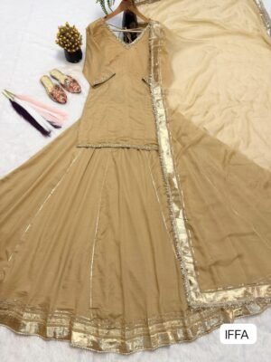 Alternative view of Vichitra Silk abby Organza Silk With Readymade Gotta Patti and  Fancy Less Border Work (dupatta size 2.30 meter)